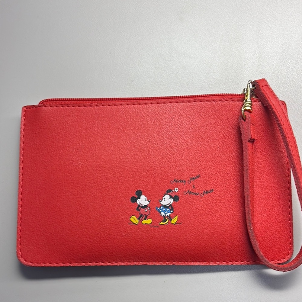 Red Disney Wristlet with Mickey and Minnie